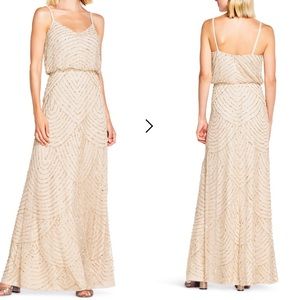 Adrianna Papell Art Deco Blouson Beaded Gown